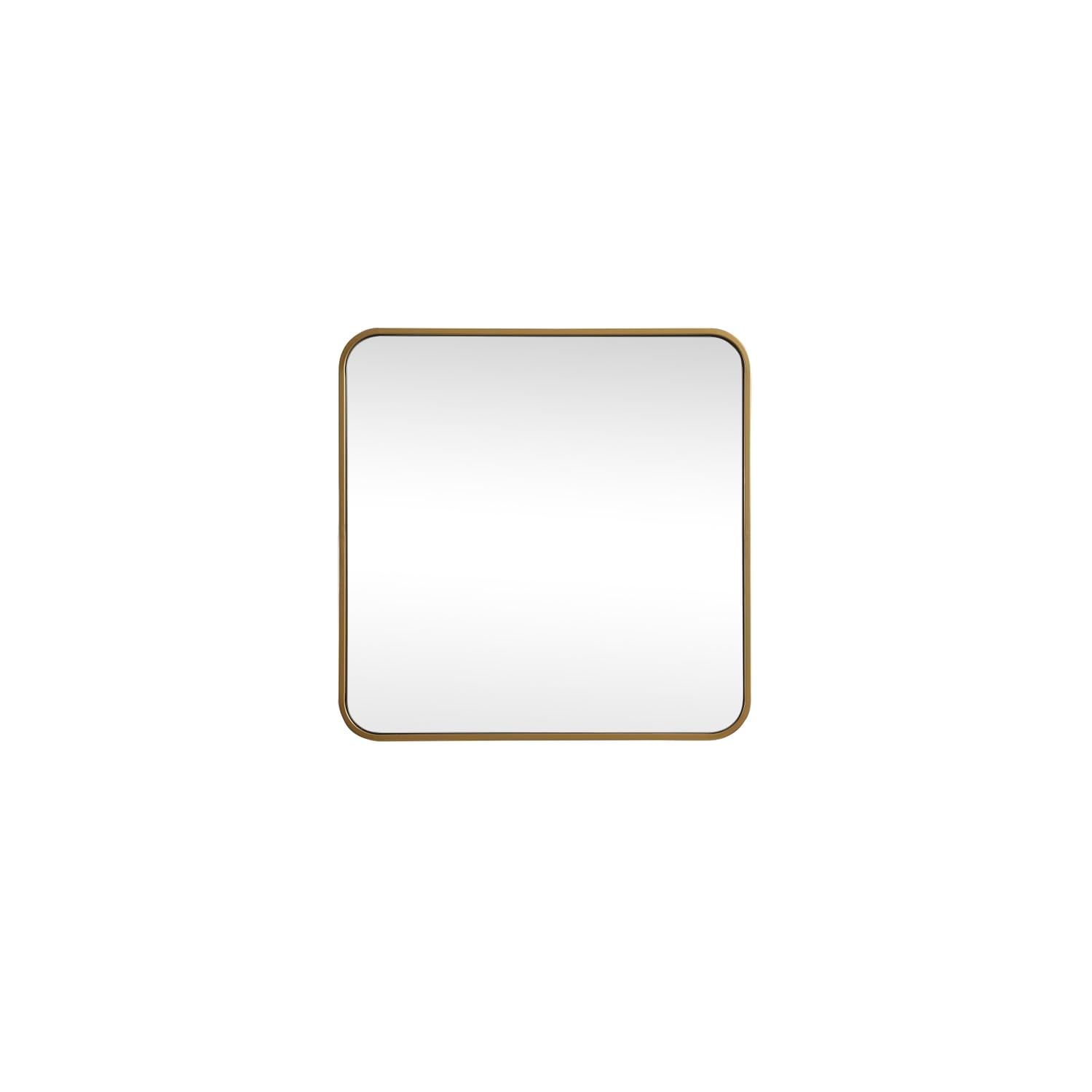 Soft corner metal square mirror 24x24 inch in Brass