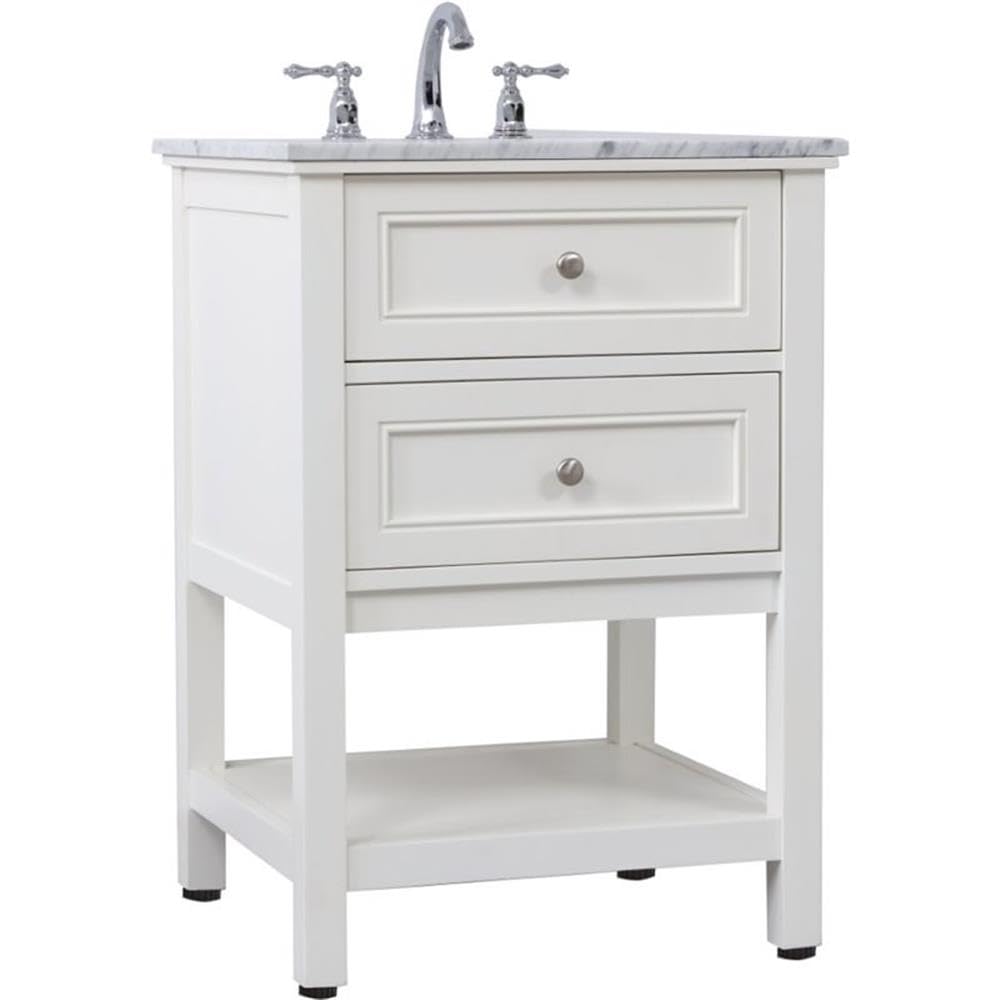 Elegant Decor Metropolis 24 Single Marble Top Bathroom Vanity In White