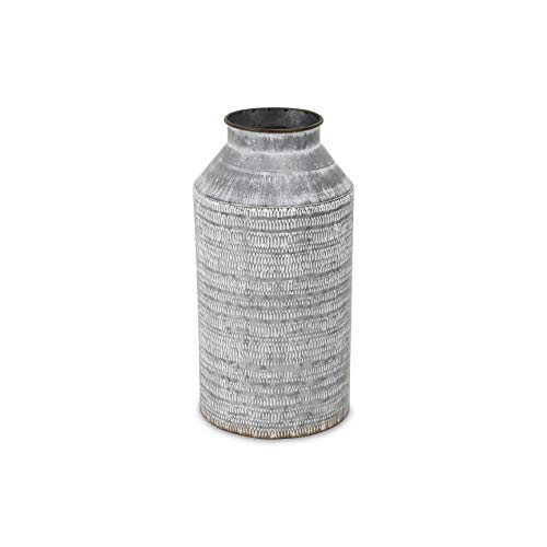 Casafoyer Azian White Washed Galvanized Patterned Jug Decor - Large - (Pack Of 2)