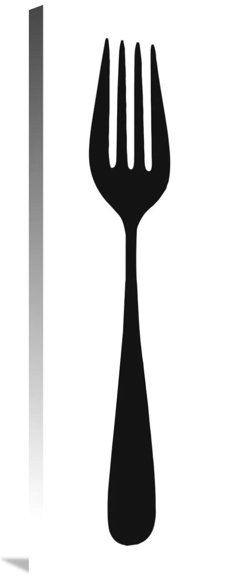 Mealtime: Black on White - Fork-Canvas Art-12x36”
