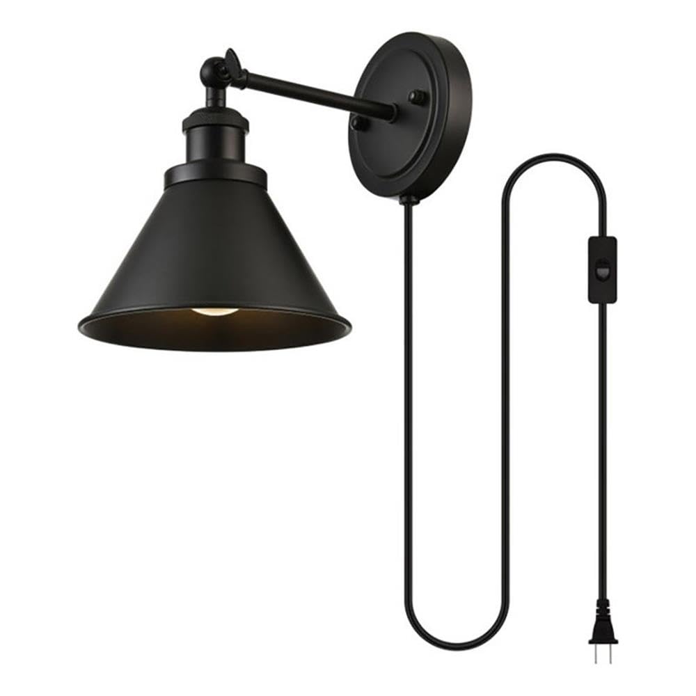 Blaise 1 light Black plug in wall sconce