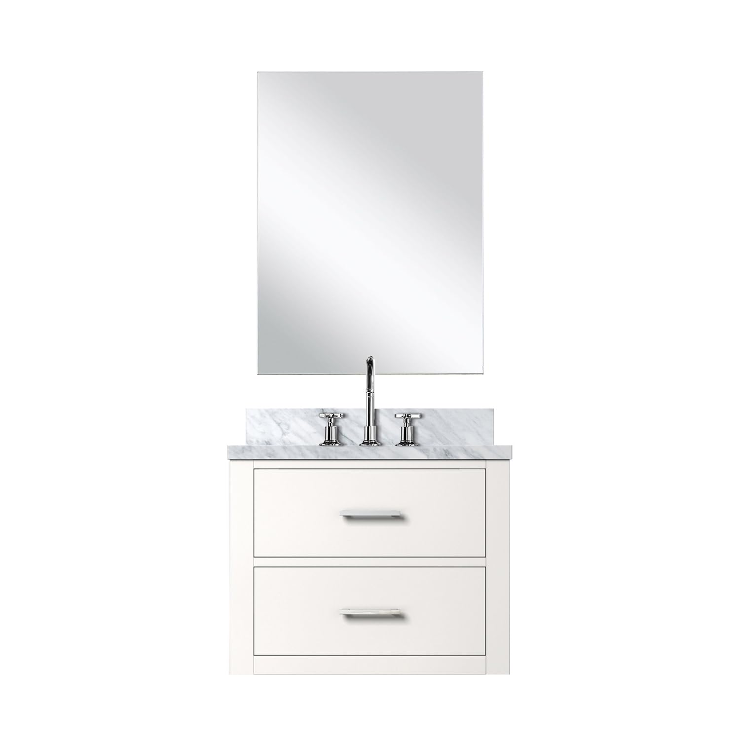 White Single Bath Vanity 24 in. W x 18 in. D, Acrylic Countertop, 18 in. Mirror and Faucet Set