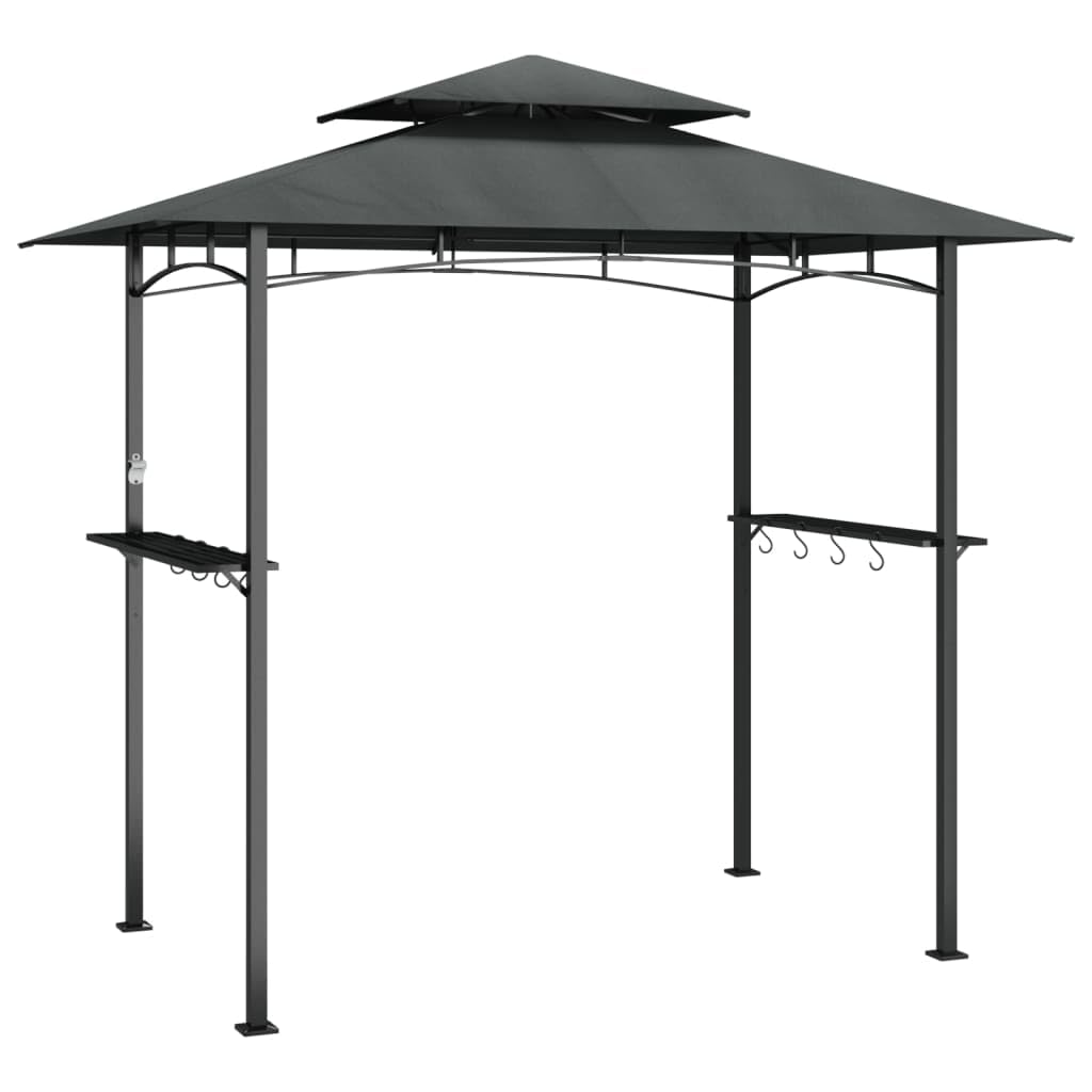 vidaXL BBQ Gazebo with Side Shelves Anthracite 94.5x59.1”x95.7” Steel