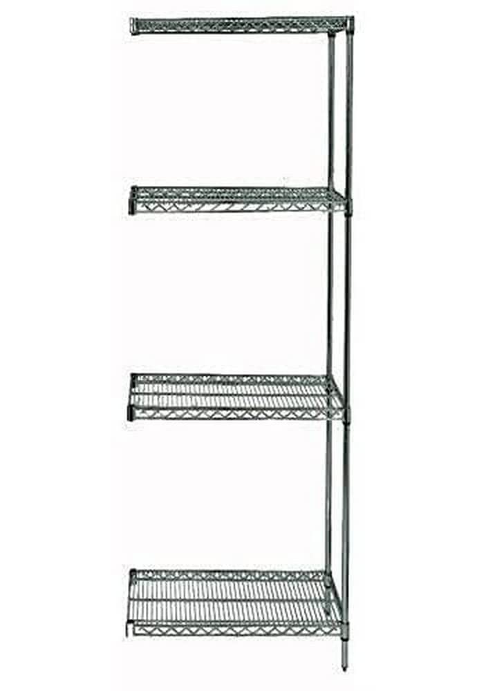 Quantum AD63-3672P Wire Shelving Add-On Kit, 72W x 36D x 63H, 600 lbs Capacity, Carbon Steel, Epoxy Coated, Green, NSF