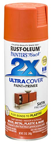 Rust-Oleum 263149 Painter'S Touch 2X Ultra Cover, 12 Ounce (Pack Of 1), Satin Fire Orange