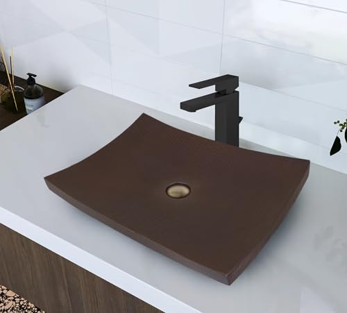 INNOVA COPPER RECTANGULAR VESSEL SINK KOHANI DESIGN 20X15X4 G16 DARK BROWN