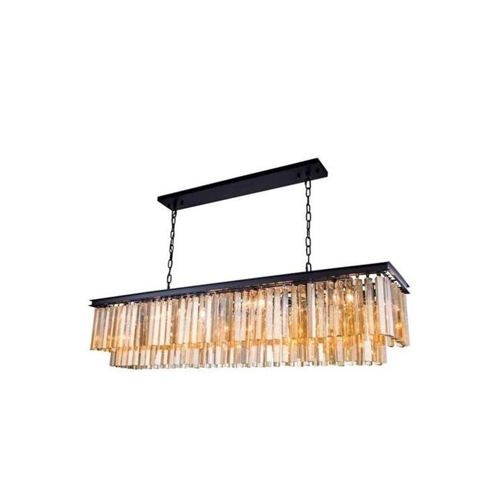 Sydney 12 light Matte Black Chandelier Golden Teak (Smoky) Royal Cut Crystal