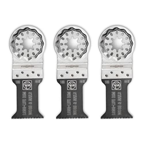 Fein Starlock E-Cut Long-Life Oscillating Saw Blade - Medium Waisted Shape 1-38 Width For All Woods Drywall And Plastics - Fits