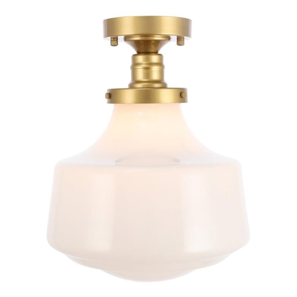 Lyle 1 light Brass and frosted white glass Flush mount