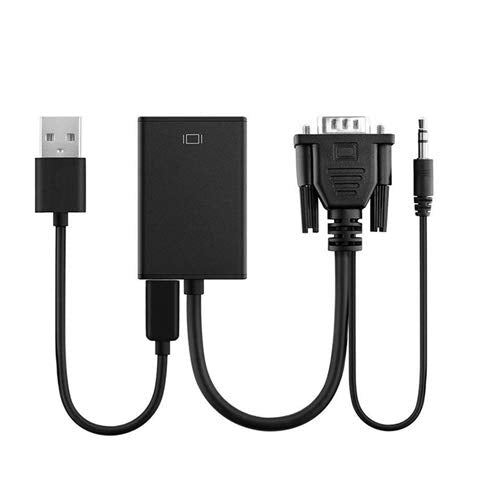 VGA to HDMI Converter Adapter HD 1080P Video Audio Cable Adapter w/ USB 3.5mm Plug For HDTV TV Projector Laptop
