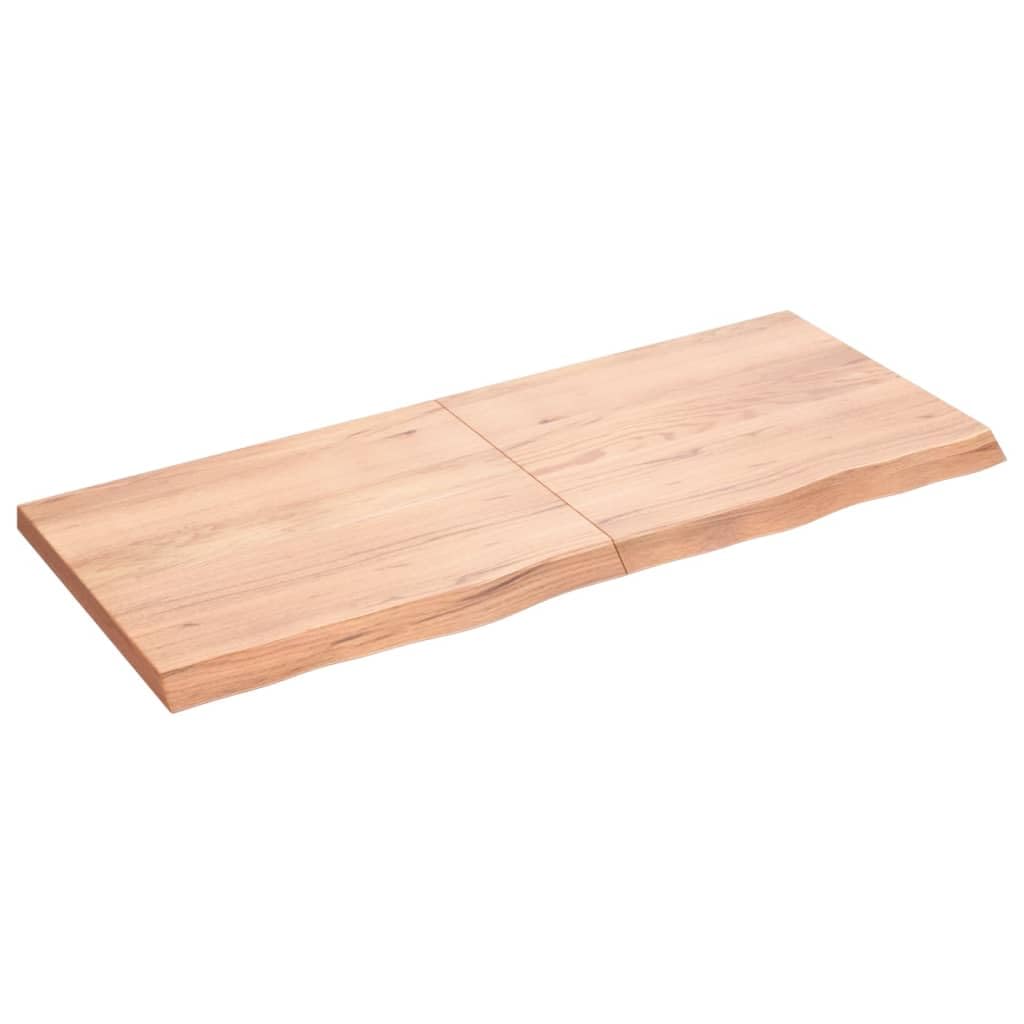 Vidaxl Solid Oak Wood Table Top Light Brown For Home And Commercial, Handcrafted With Live Edge, Varnished Finish - 47.2'X19.7'X(0.8'-1.6')