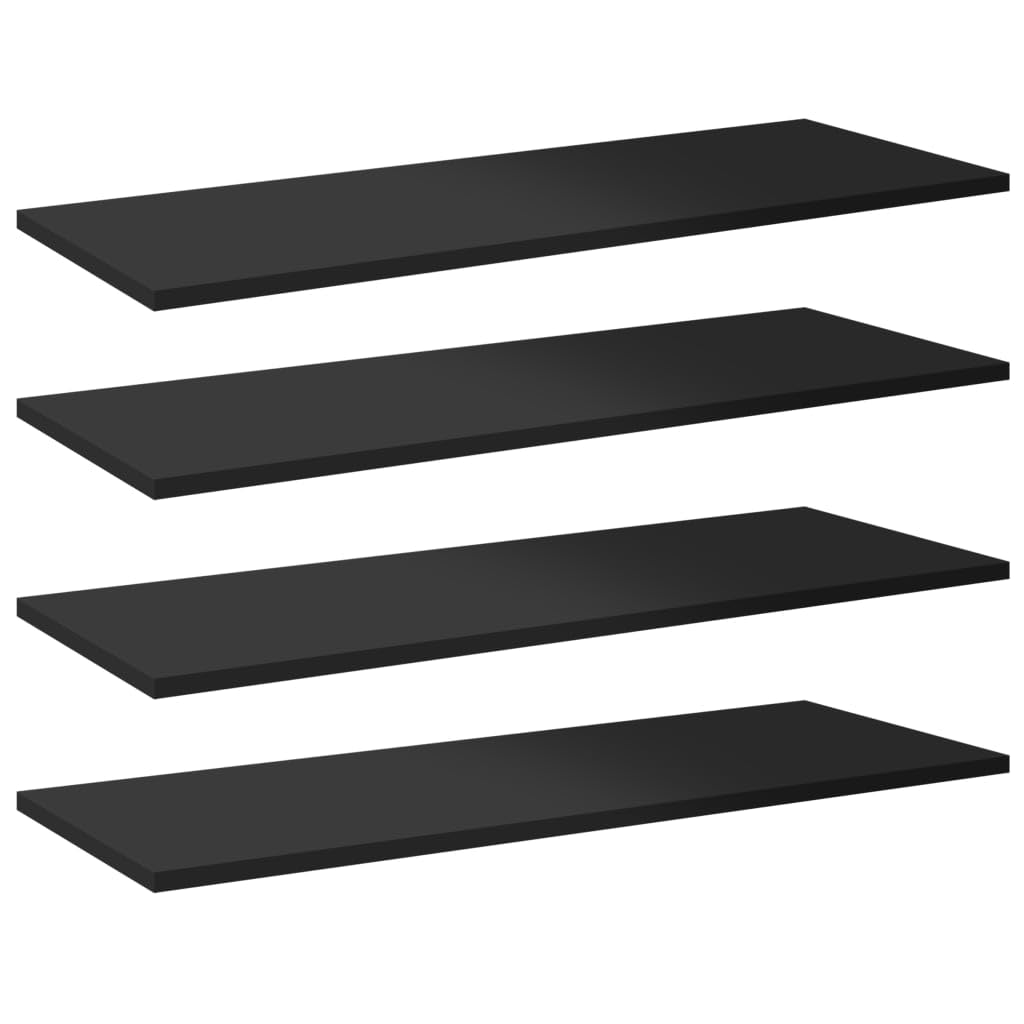 vidaXL Bookshelf Boards 8 pcs High Gloss Black 31.5x11.8"x0.6" Chipboard"