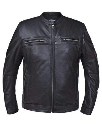 MENS LAMBSKIN LEATHER JACKET ,Black ,2XL