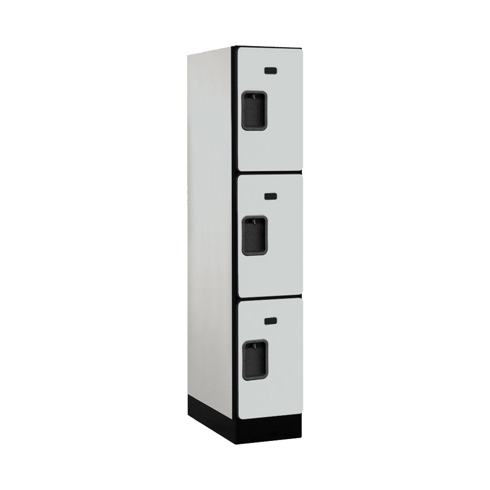 12 Wide Triple Tier Designer Wood Locker - 1 Wide - 5 Feet High - 21 Inches Deep - Gray
