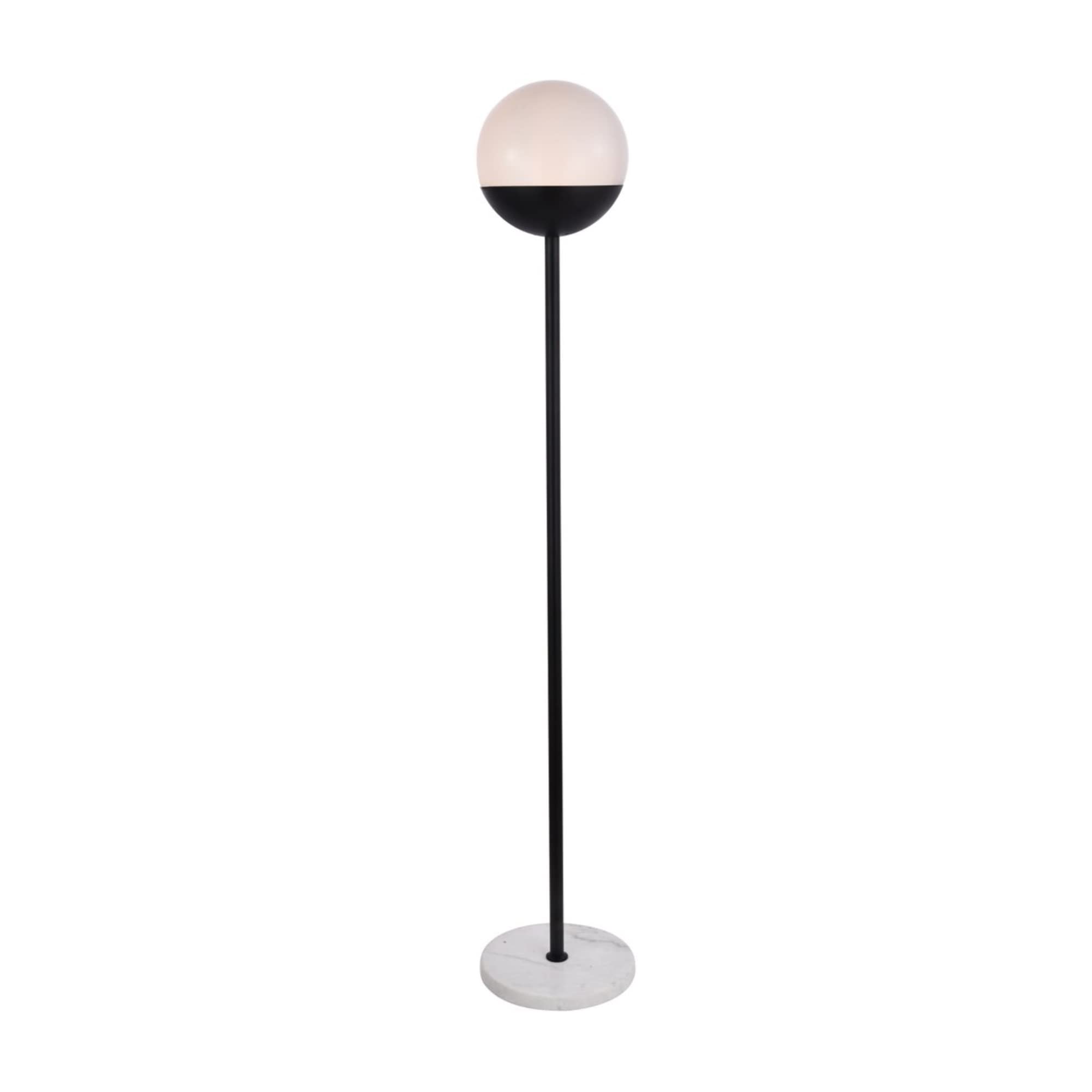 Living District Eclipse 1-Light Metal & Glass Floor Lamp In Black/Frosted White
