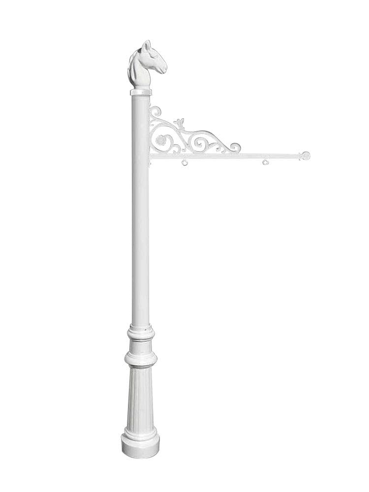 Prestige Real Estate Sign System with Horse Head Finial & Fluted Base in White color
