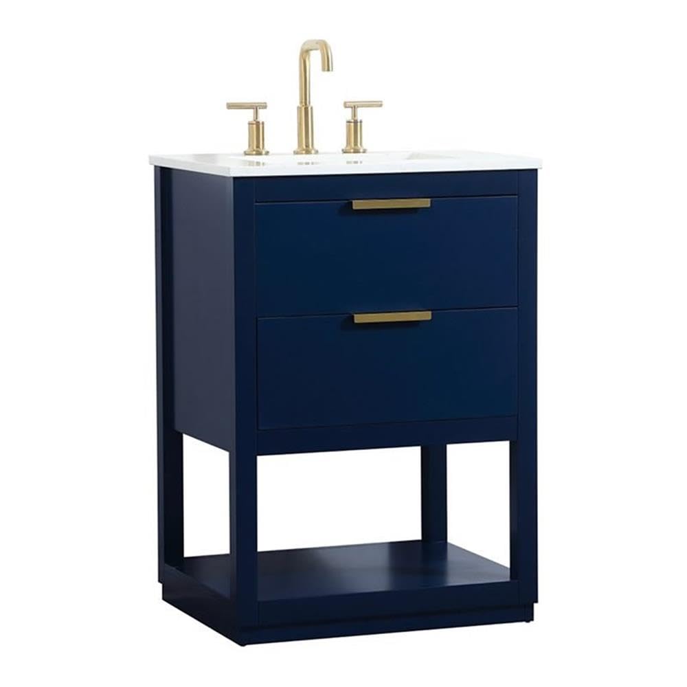 Elegant Decor Larkin 24 Solid Wood Mdf Single Bathroom Vanity In Blue