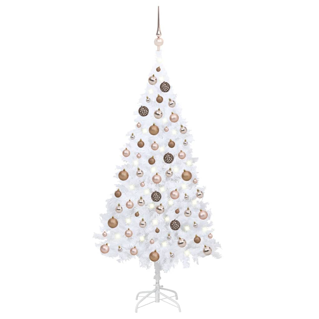 vidaXL Artificial Christmas Tree with LEDs&Ball Set White 59.1 PVC"