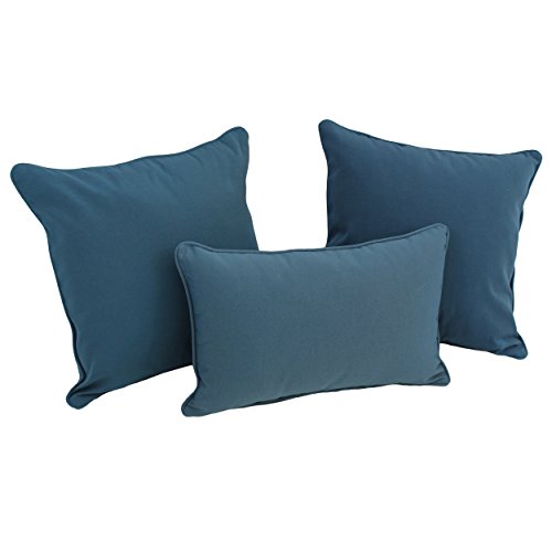 Casafoyer Double-corded Solid Twill Throw Pillows with Inserts (Set of 3) - Indigo | (2 Units)