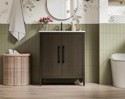 30 Inch Single Bathroom Vanity In Mocha Brown