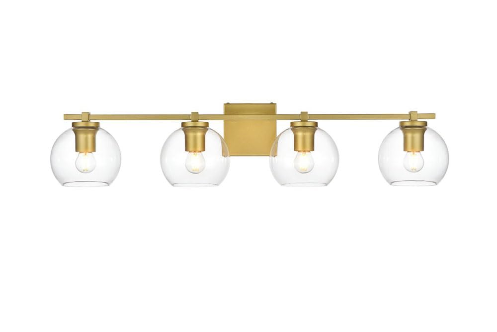 Living District Juelz 4-Light Iron & Glass Bath Sconce In Brass/Clear