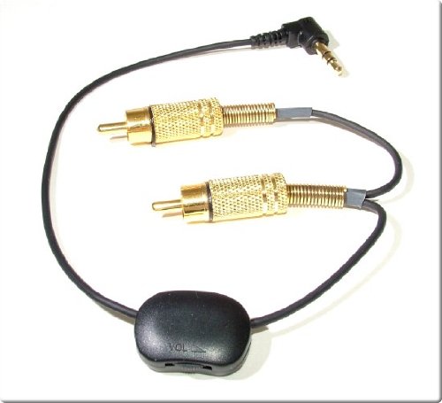 3.5mm (1/8 inch) male to RCA male variable attenuator cable - mono or stereo - 8 inches