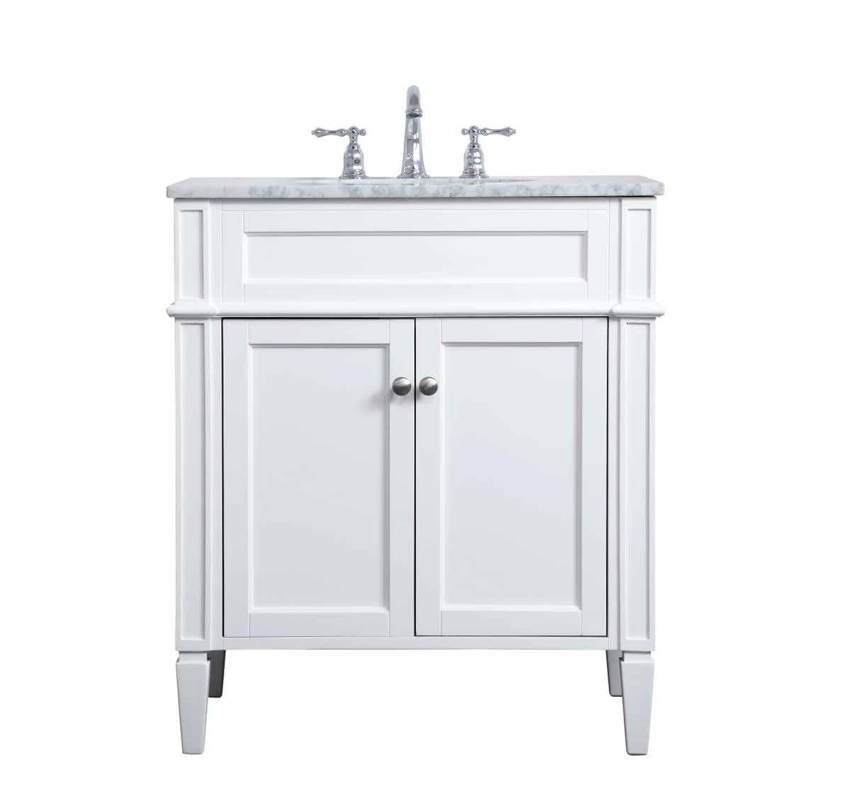 Elegant Decor Williams 30' Single Marble Top Bathroom Vanity In White