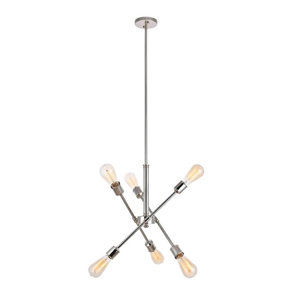 Elegant Lighting Living District Axel 6-Light Metal Pendant In Polished Nickel