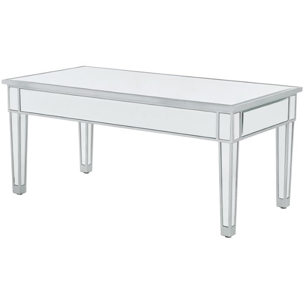 Elegant Decor Reflexion 40' Modern Mirrored Coffee Table In Antique Silver