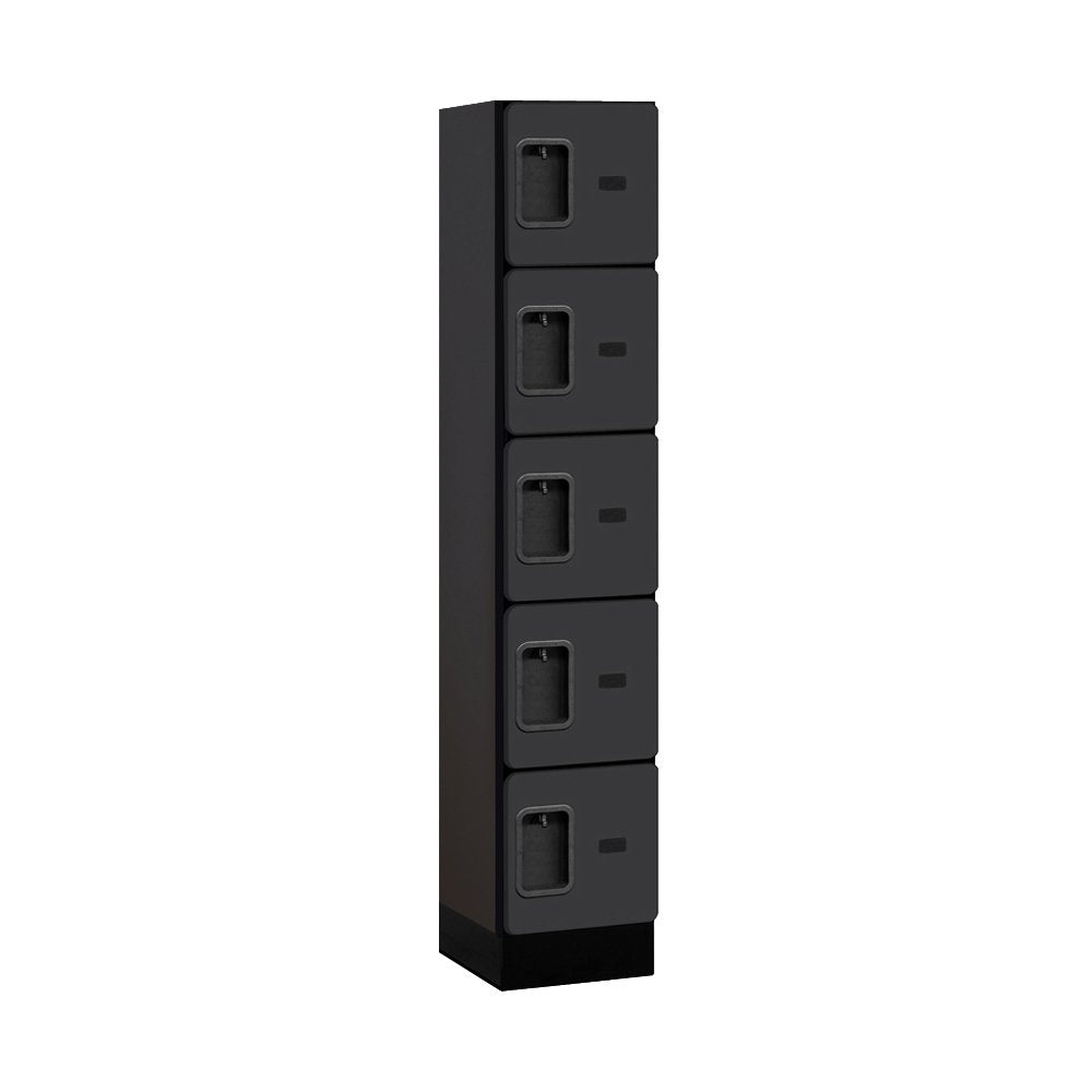 12 Wide Five Tier Box Style Designer Wood Locker - 1 Wide - 5 Feet High - 15 Inches Deep - Black