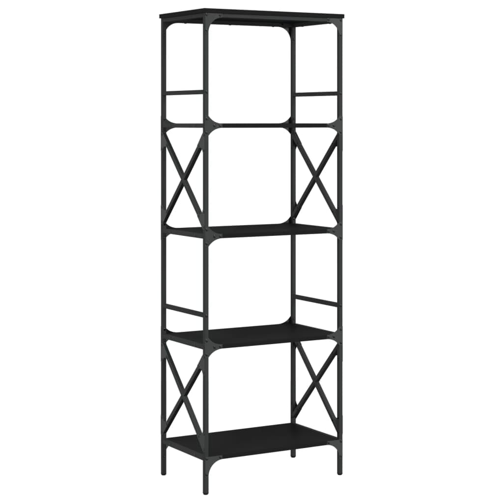 vidaXL Bookcase 5-Tier Black 23.2x13.8"x67.3" Engineered Wood"