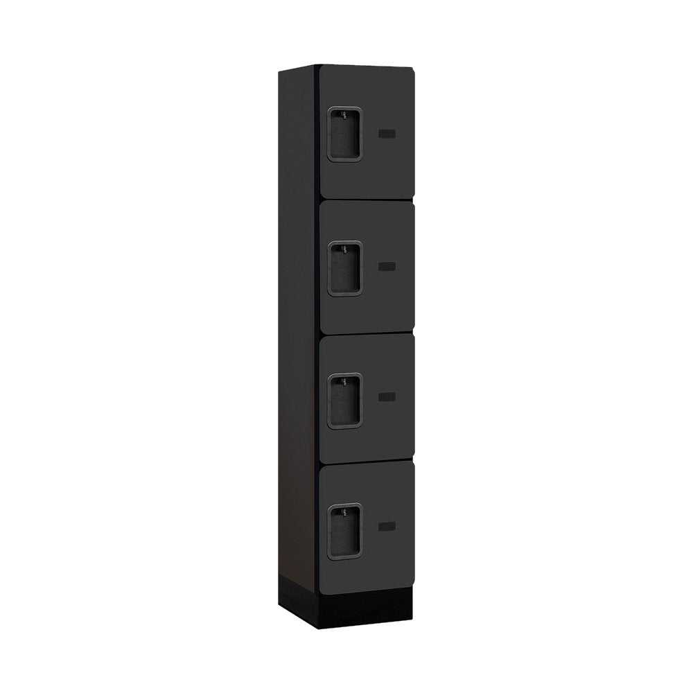 12 Wide Four Tier Designer Wood Locker - 1 Wide - 5 Feet High - 15 Inches Deep - Black