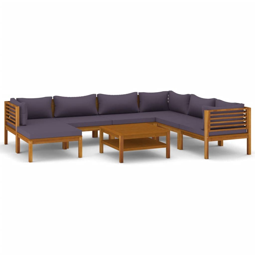 vidaXL 8 Piece Patio Lounge Set with Cushion Solid Acacia Wood