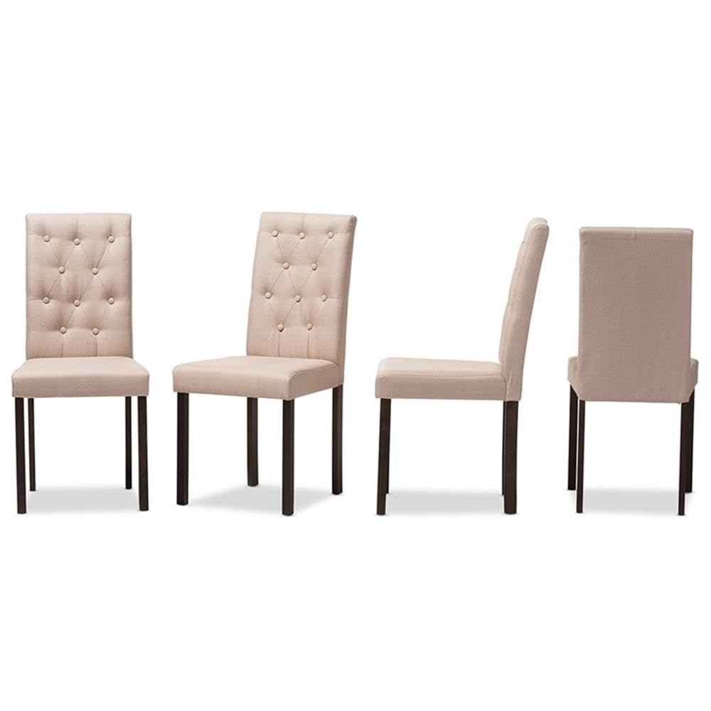 Baxton Studio Gardner Modern and Contemporary Dark Brown Finished Beige Fabric Upholstered Dining Chair