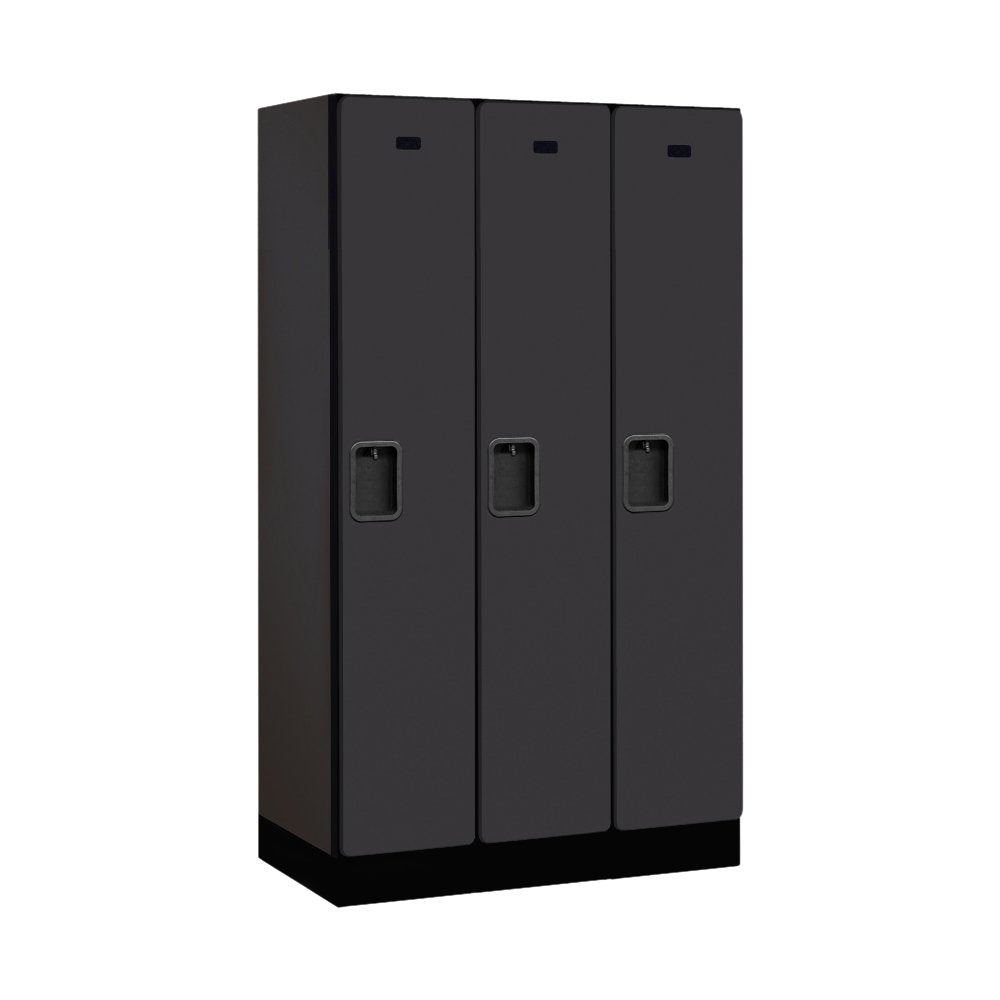 12 Wide Single Tier Designer Wood Locker - 3 Wide - 5 Feet High - 18 Inches Deep - Black