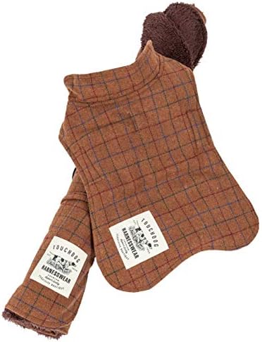 Touchdog  2-In-1 Windowpane Plaided Dog Jacket With Matching Reversible Dog Mat, Brown Plaid - Small