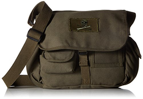 Fox Outdoor Products Retro Messenger Bag, Skull Emblem Olive Drab