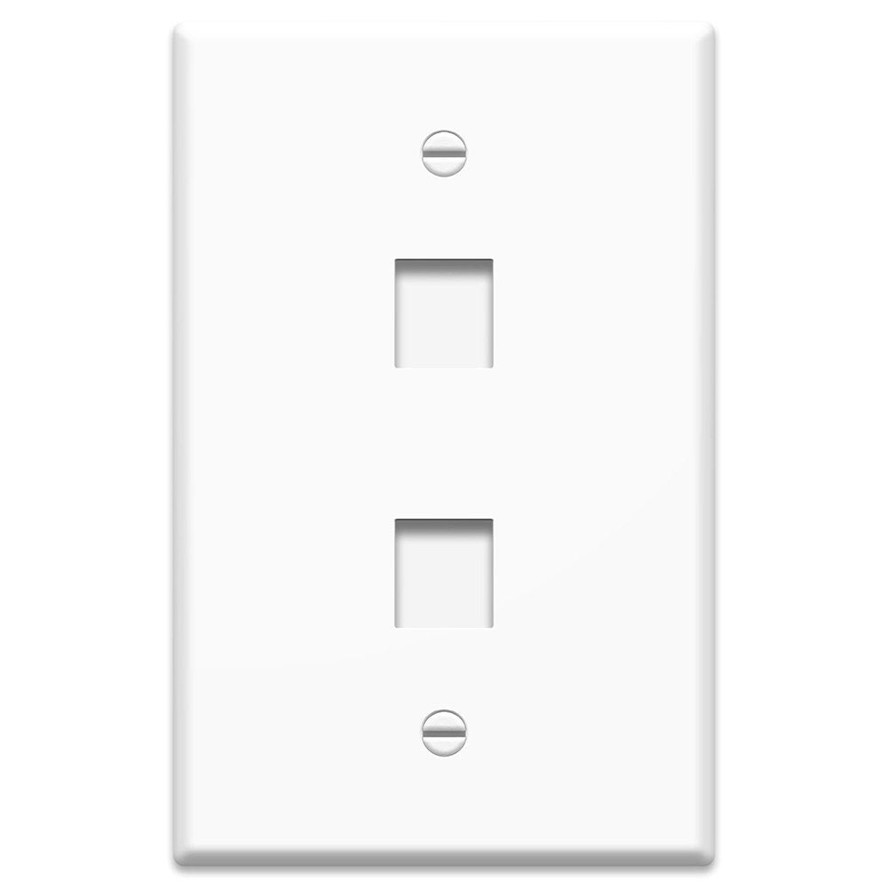 2PORT WHITE KEYSTONE WALL PLATE CAT5 CAT6 HDMI USB DISPLAYPORT RCA