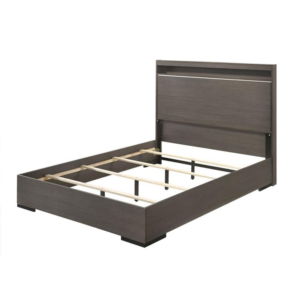Eastern King Bed, LED & Gray Oak