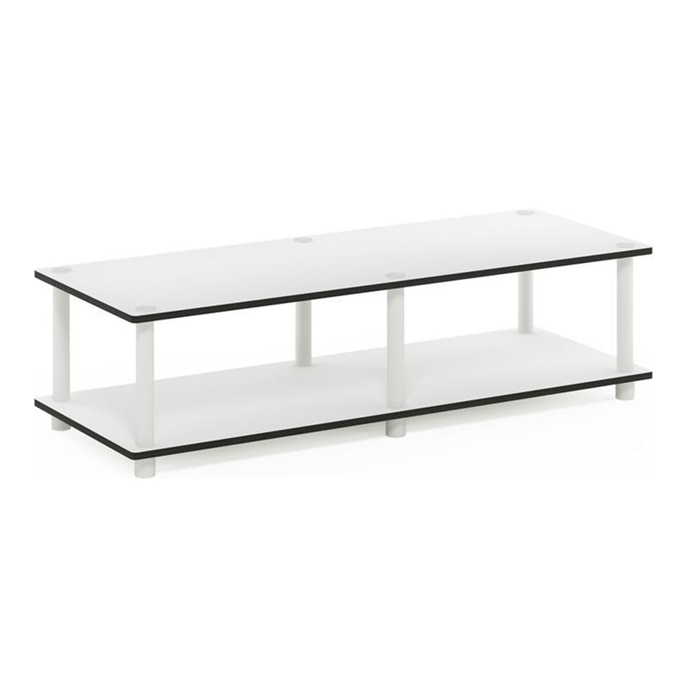 Furinno 11175WH(EX)/WH Just No Tools Wide TV Stand, White Finish w/White Tube
