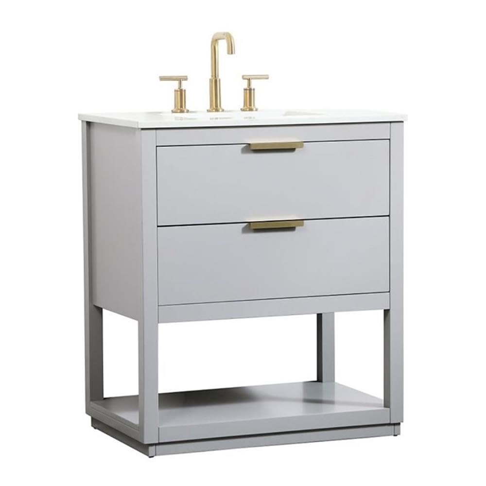 Elegant Decor Larkin 30 Solid Wood Mdf Single Bathroom Vanity In Gray