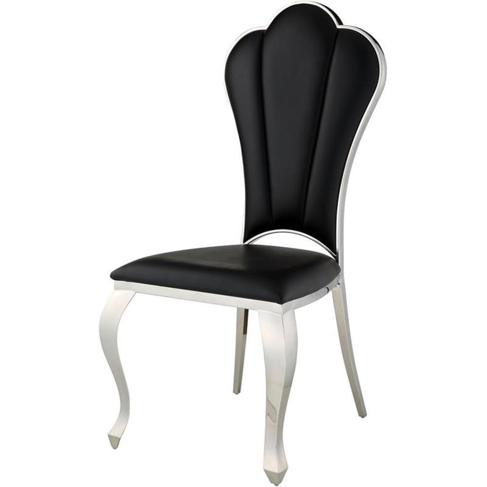 DN00927 Side Chair (Set-2), Black PU - Cyrene ( 2Pc/1Ctn )