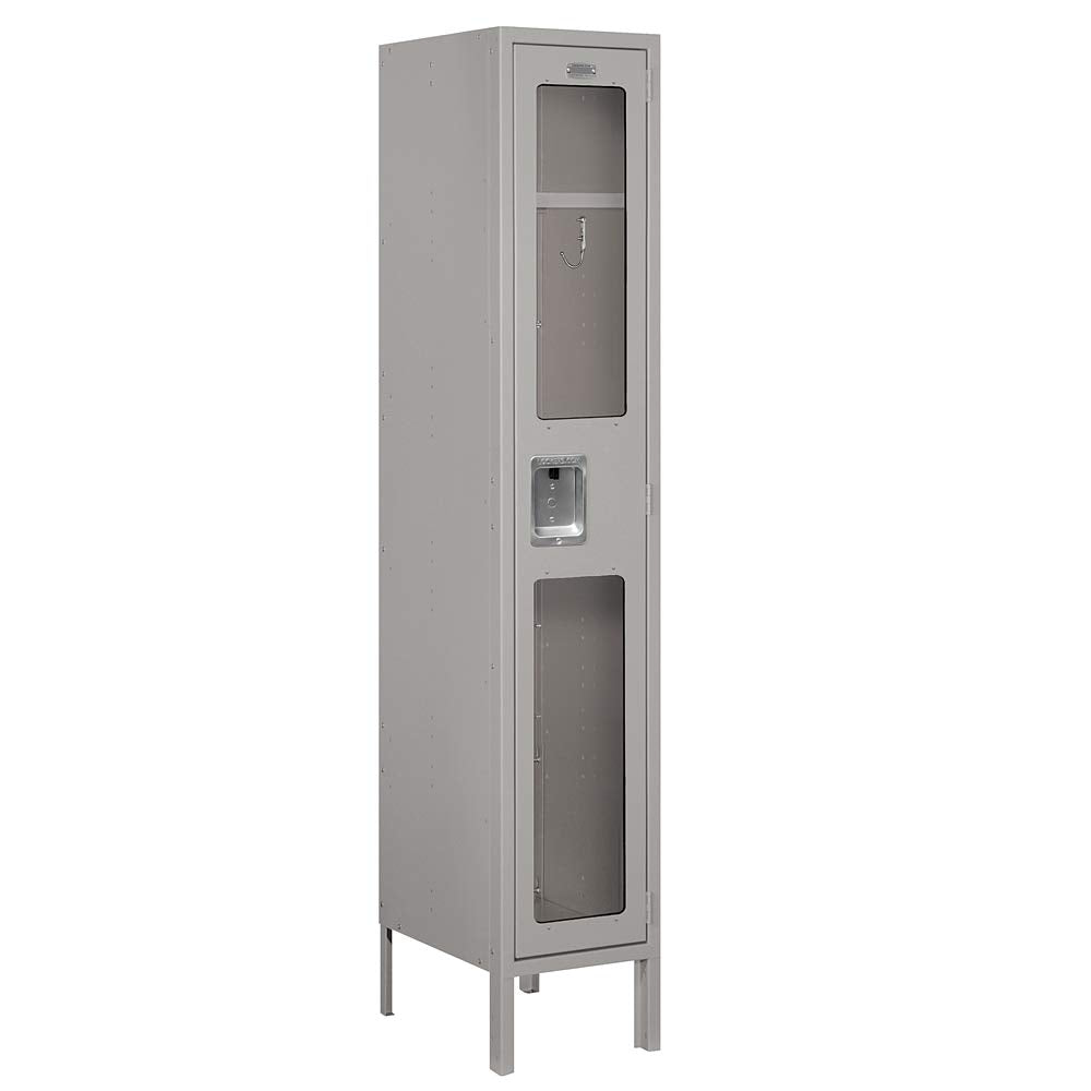 12 Wide Single Tier See-Through Metal Locker - 1 Wide - 5 Feet High - 15 Inches Deep - Gray - Assembled
