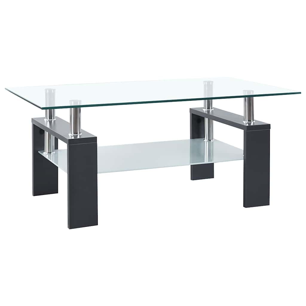 Coffee Table Gray and Transparent 37.4x21.7”x15.7” Tempered Glass