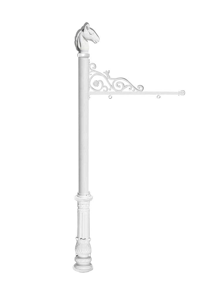 Prestige Real Estate Sign System with Horse Head Finial & Ornate Base in White color