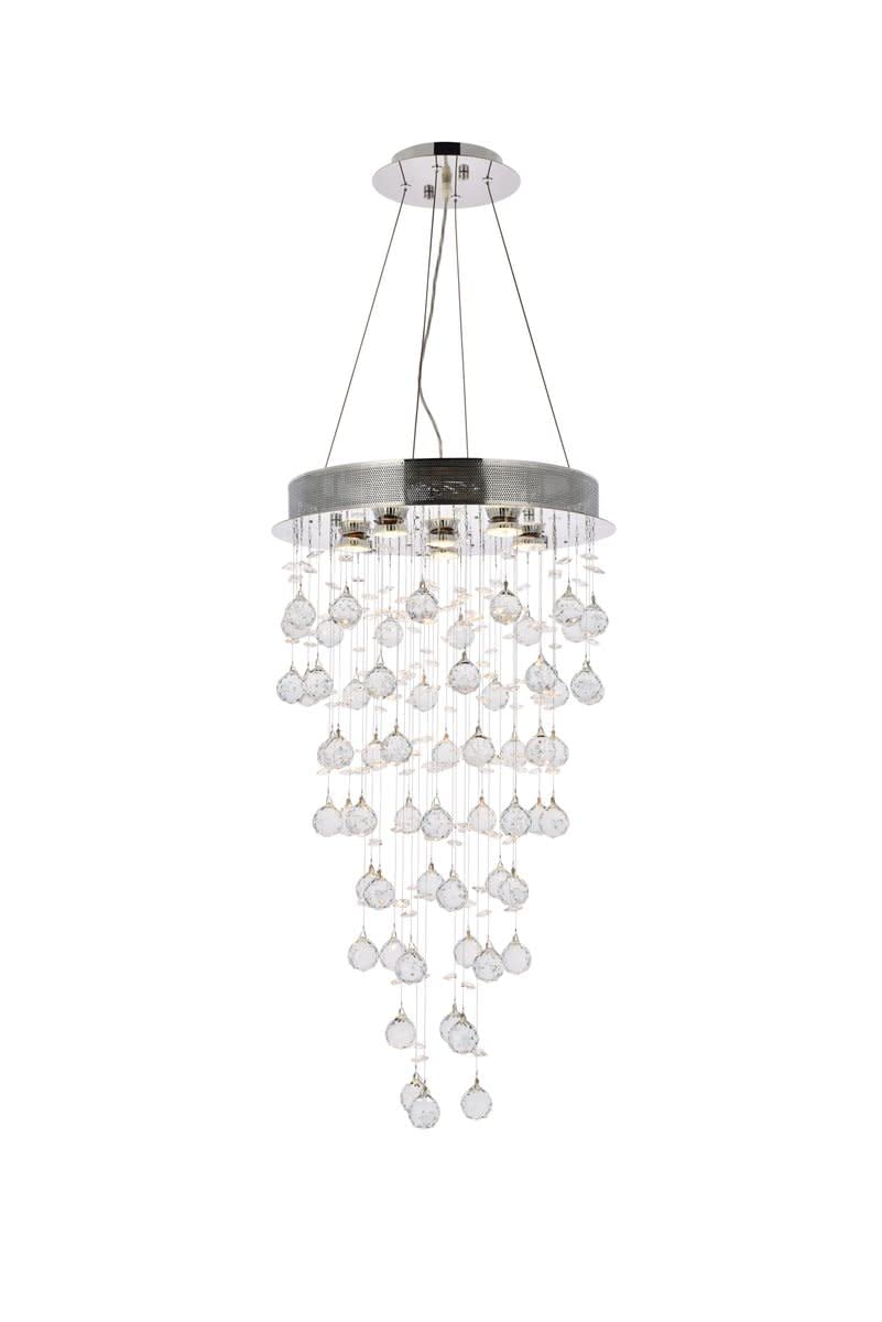 Galaxy 6 light Chrome Pendant Clear Royal Cut Crystal