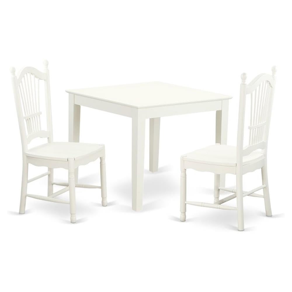 3  PC  small  Kitchen  Table  and  2  hard  wood  Kitchen  Dining  Chairs  in  Linen  White