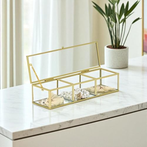 Verena 10.6 Mirrored Glass Display Box with 3 Compartments