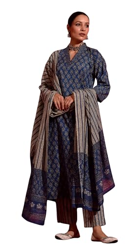 Kurta Set For Women || 3pic Kurta For Women (SSP-244-277-278) (Blue, L)
