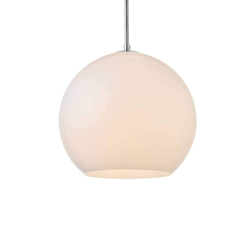 Elegant Lighting Living District Baxter 1-Light Metal Pendant In Chrome And Frosted White Finish